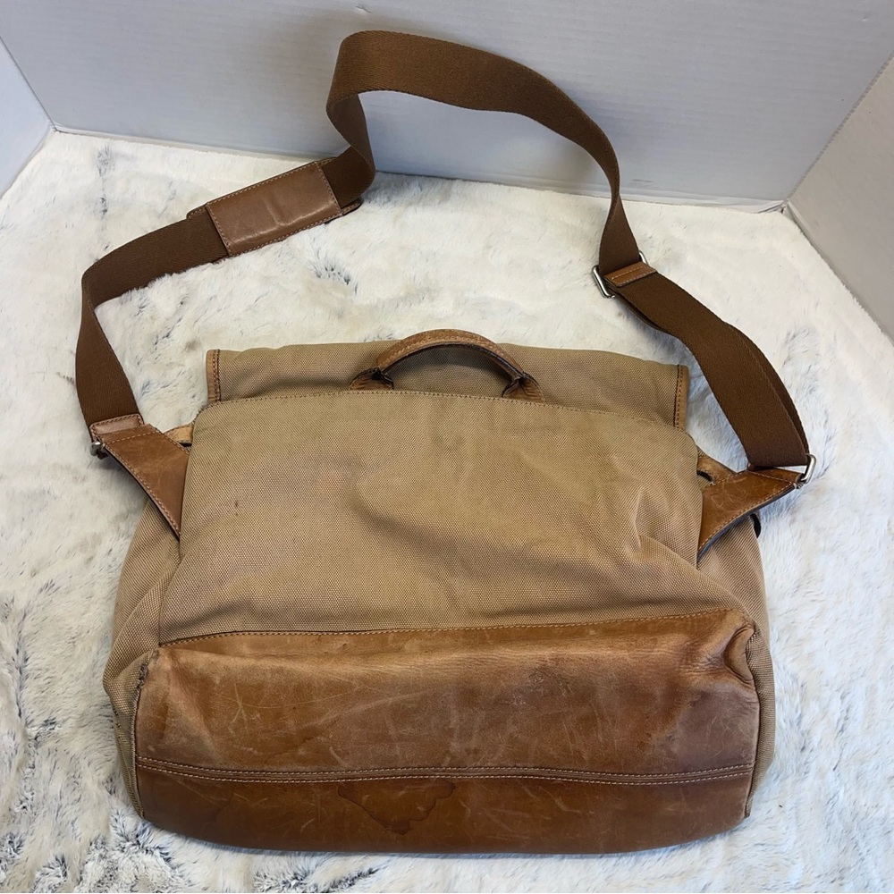 COACH Canvas Messenger Bag with Leather Trim - Picture 4 of 16